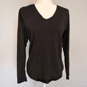 Sonoma Black and Gold Striped Long Sleeve Top